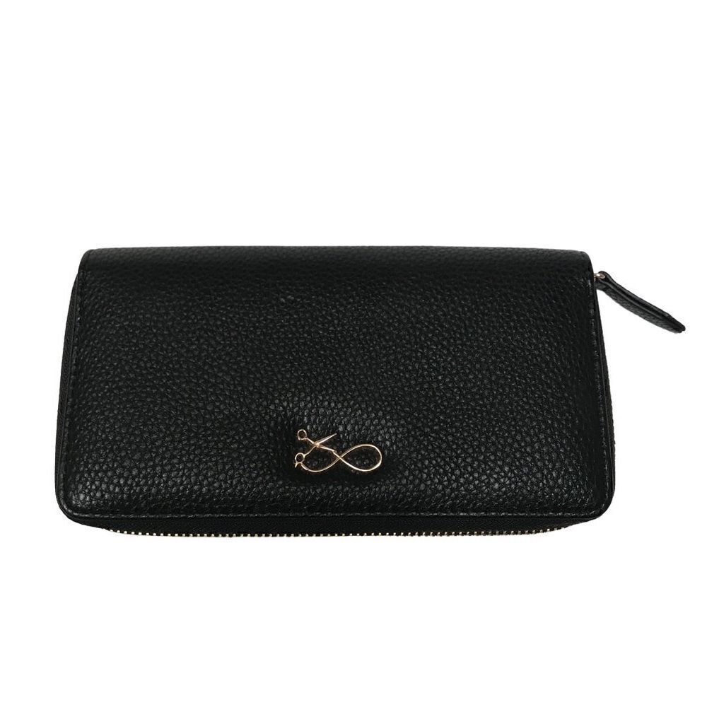 Unbranded black vegan pebble leather zip closure wallet‎